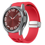 Richard Magnetic Folding Silver Buckle Silicone Watch Band, For Sansung Galaxy Watch 5 Pro 45mm, For Samsung Galaxy Watch 7 40 / 44mm, For Samsung Galaxy Watch 6 Classic 43 / 47mm