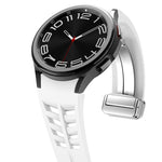 Richard Magnetic Folding Silver Buckle Silicone Watch Band, For Samsung Galaxy Watch 6 40 / 44mm, For Samsung Galaxy Watch 5 40 / 44mm, For Samsung Galaxy Watch 4 40 / 44mm