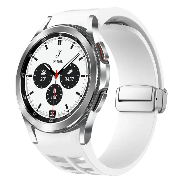 Dây đồng hồ silicone khóa gập nam châm Richard màu bạc, cho Samsung Galaxy Watch 4 Classic 42 / 46mm