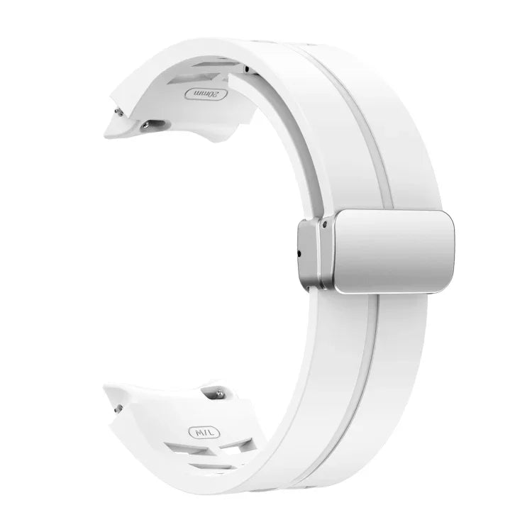 Dây đồng hồ silicone khóa gập nam châm Richard màu bạc, cho Samsung Galaxy Watch 4 Classic 42 / 46mm