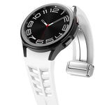 Dây đồng hồ silicone khóa gập nam châm Richard màu bạc, cho Samsung Galaxy Watch 4 Classic 42 / 46mm