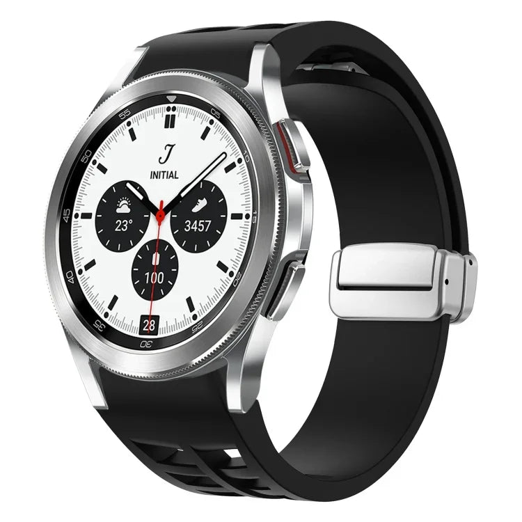 Dây đồng hồ silicone khóa gập nam châm Richard màu bạc, cho Samsung Galaxy Watch 4 Classic 42 / 46mm
