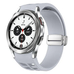 Dây đồng hồ silicone khóa gập nam châm Richard màu bạc, cho Samsung Galaxy Watch 4 Classic 42 / 46mm