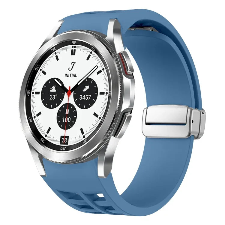Dây đồng hồ silicone khóa gập nam châm Richard màu bạc, cho Samsung Galaxy Watch 4 Classic 42 / 46mm
