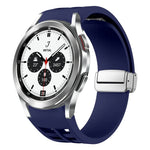Dây đồng hồ silicone khóa gập nam châm Richard màu bạc, cho Samsung Galaxy Watch 4 Classic 42 / 46mm