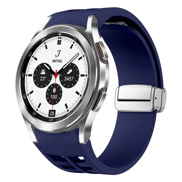 Dây đồng hồ silicone khóa gập nam châm Richard màu bạc, cho Samsung Galaxy Watch 4 Classic 42 / 46mm