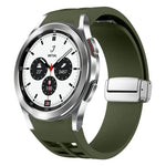 Dây đồng hồ silicone khóa gập nam châm Richard màu bạc, cho Samsung Galaxy Watch 4 Classic 42 / 46mm