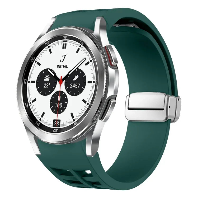 Dây đồng hồ silicone khóa gập nam châm Richard màu bạc, cho Samsung Galaxy Watch 4 Classic 42 / 46mm