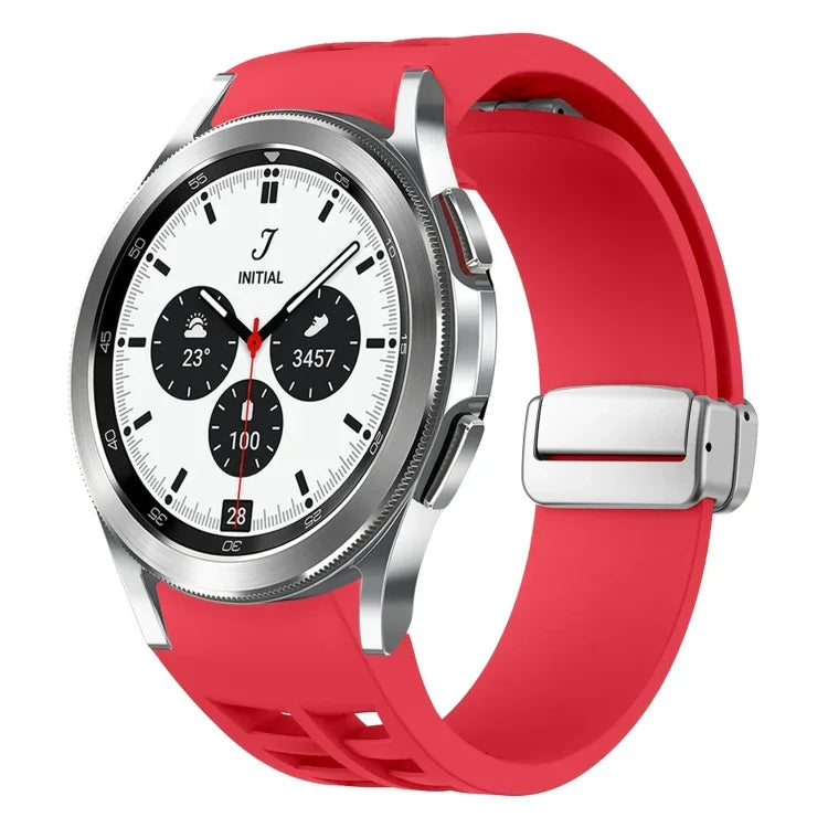 Dây đồng hồ silicone khóa gập nam châm Richard màu bạc, cho Samsung Galaxy Watch 4 Classic 42 / 46mm