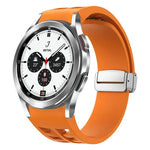 Dây đồng hồ silicone khóa gập nam châm Richard màu bạc, cho Samsung Galaxy Watch 4 Classic 42 / 46mm