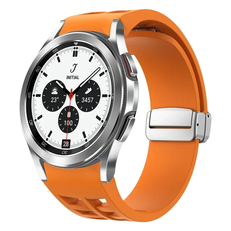 Dây đồng hồ silicone khóa gập nam châm Richard màu bạc, cho Samsung Galaxy Watch 4 Classic 42 / 46mm
