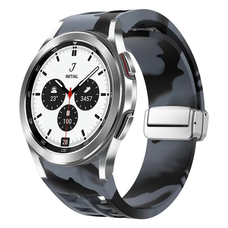 Dây đồng hồ silicone khóa gập nam châm Richard màu bạc, cho Samsung Galaxy Watch 4 Classic 42 / 46mm