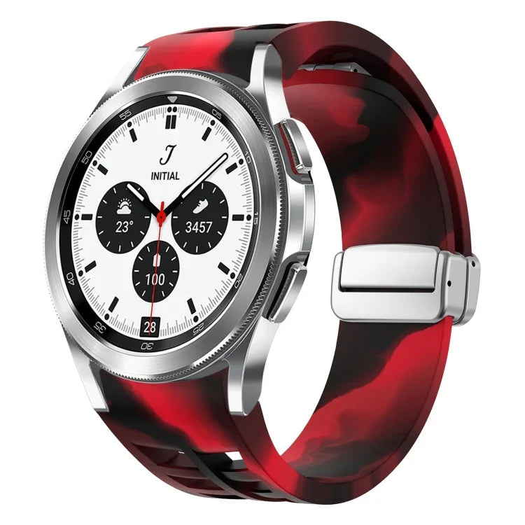 Dây đồng hồ silicone khóa gập nam châm Richard màu bạc, cho Samsung Galaxy Watch 4 Classic 42 / 46mm
