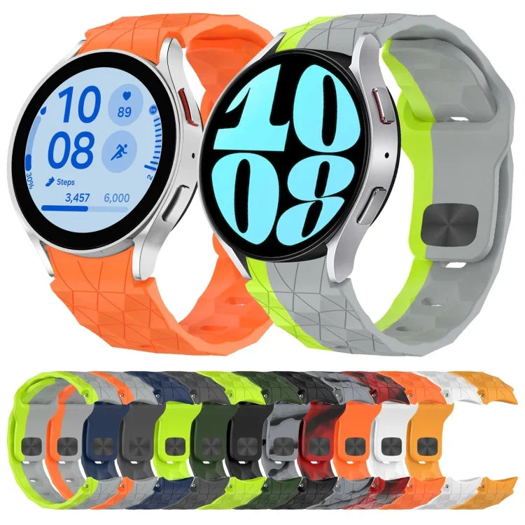Dây đồng hồ silicone khóa ngược họa tiết bóng đá, cho Samsung Galaxy Watch 4 44mm, cho Samsung Galaxy Watch 4 40mm, cho Samsung Galaxy Watch 4 Classic 46mm, cho Samsung Galaxy Watch 4 Classic 42mm