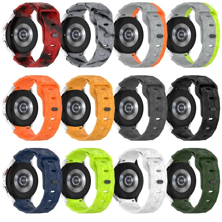 Dây đồng hồ silicone khóa ngược họa tiết bóng đá, cho Samsung Galaxy Watch 4 44mm, cho Samsung Galaxy Watch 4 40mm, cho Samsung Galaxy Watch 4 Classic 46mm, cho Samsung Galaxy Watch 4 Classic 42mm