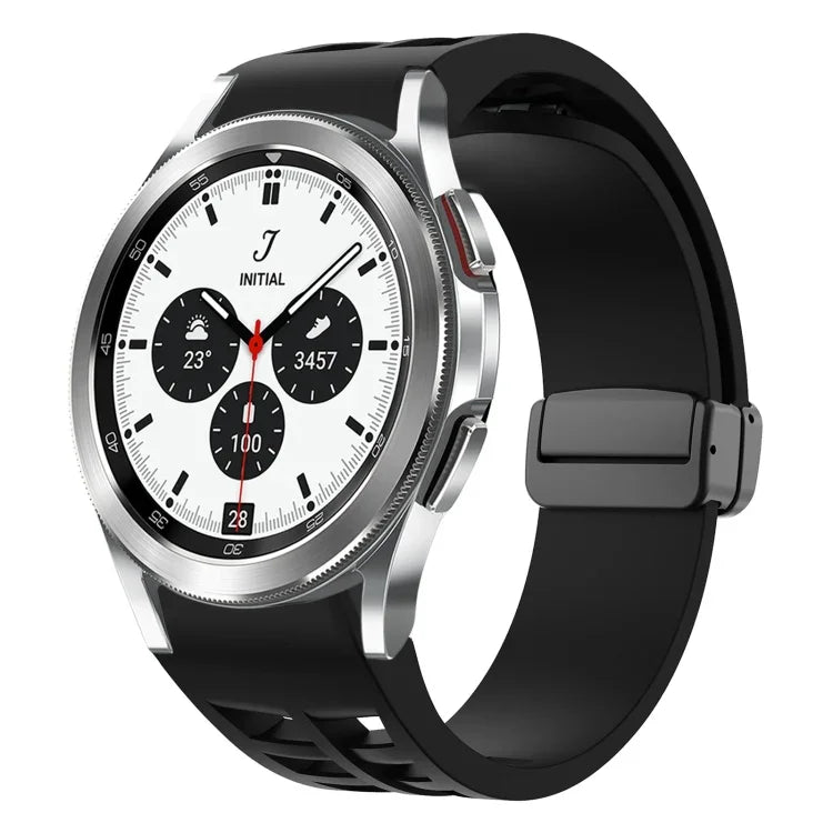 Dây đồng hồ silicone khóa gập nam châm Richard màu đen, cho Samsung Galaxy Watch 4 classic 42 / 46mm