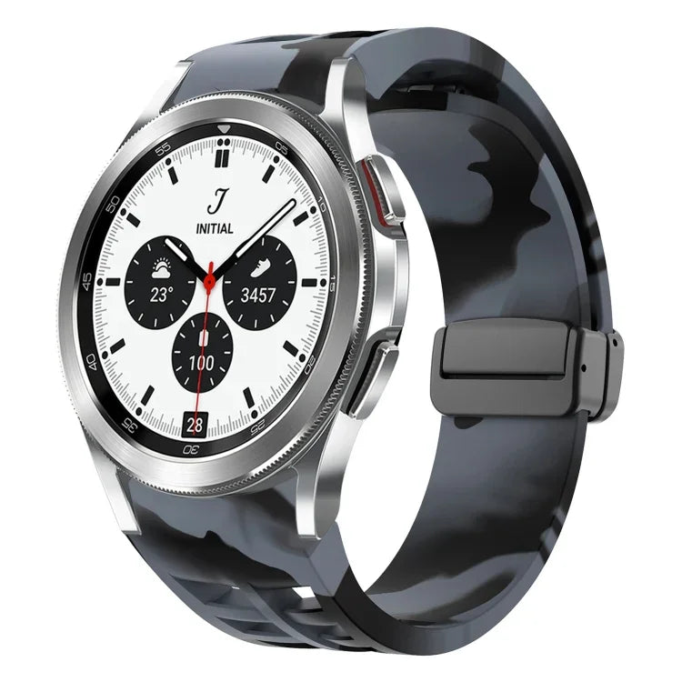 Dây đồng hồ silicone khóa gập nam châm Richard màu đen, cho Samsung Galaxy Watch 4 classic 42 / 46mm