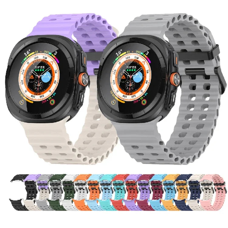 Dây đồng hồ silicone lỗ đôi Ocean, cho Samsung Galaxy Watch Ultra 47mm / Ultra 2025