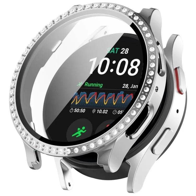 Ốp bảo vệ đồng hồ tích hợp PC kim cương hàng đơn + phim cường lực, cho Samsung Galaxy Watch 7 44mm, cho Samsung Galaxy Watch 7 40mm