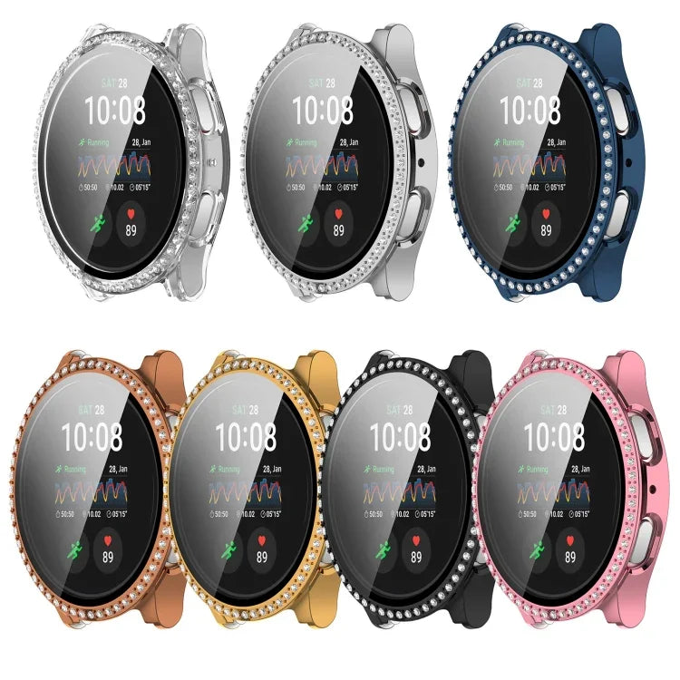 Ốp bảo vệ đồng hồ tích hợp PC kim cương hàng đơn + phim cường lực, cho Samsung Galaxy Watch 7 44mm, cho Samsung Galaxy Watch 7 40mm