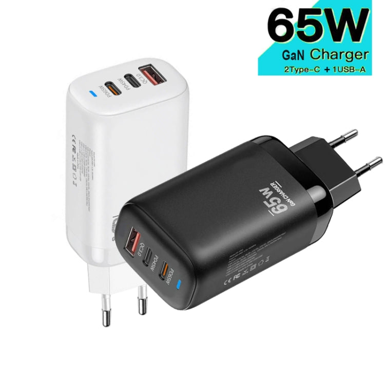Adapter laptop / tablet GaN PD65W 65W cổng đôi USB-C+USB-A TE, phích cắm EU