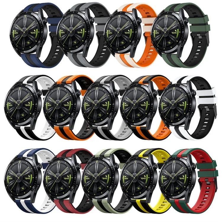 Dây đồng hồ silicone thể thao hai màu 20mm, Dành cho Samsung Galaxy Watch 4 Classic 42mm, Dành cho Samsung Galaxy Watch Active 2 44mm, Dành cho Samsung Galaxy Watch Active 2 40mm