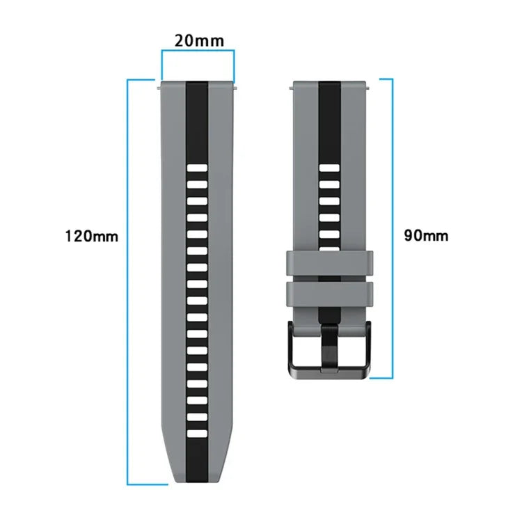 Dây đồng hồ silicone thể thao hai màu 20mm, Dành cho Samsung Galaxy Watch 4 Classic 42mm, Dành cho Samsung Galaxy Watch Active 2 44mm, Dành cho Samsung Galaxy Watch Active 2 40mm