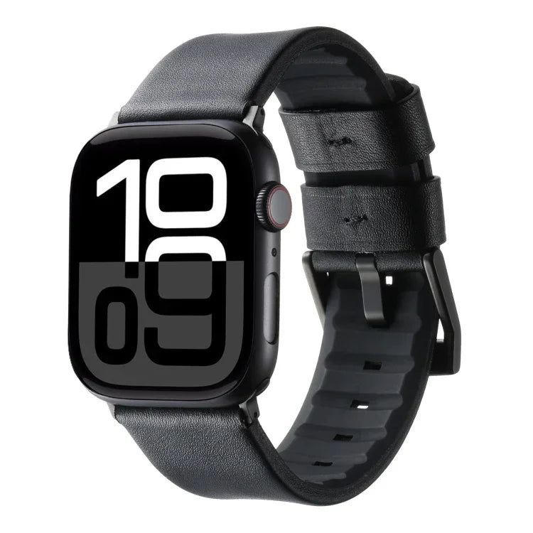 Dây đồng hồ silicone lai da thật, Dành cho Apple Watch Series 10 46mm, Dành cho Apple Watch Series 10 42mm, Dành cho Apple Watch SE 2023 44mm, Dành cho Apple Watch SE 2023 40mm, Dành cho Apple Watch Ultra 2 49mm, Dành cho Apple Watch Series 9 45mm