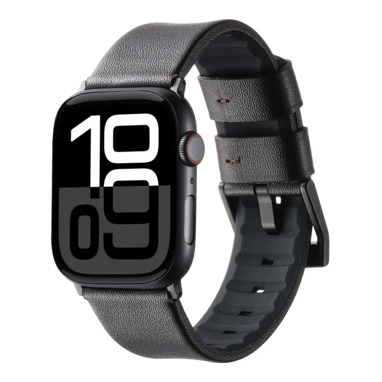 Dây đồng hồ silicone lai da thật, Dành cho Apple Watch Series 10 46mm, Dành cho Apple Watch Series 10 42mm, Dành cho Apple Watch SE 2023 44mm, Dành cho Apple Watch SE 2023 40mm, Dành cho Apple Watch Ultra 2 49mm, Dành cho Apple Watch Series 9 45mm