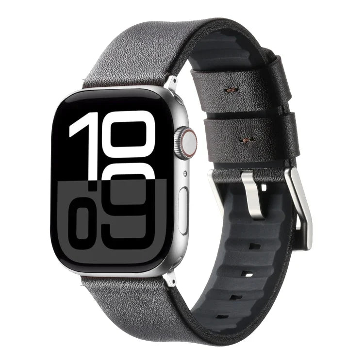 Dây đồng hồ silicone lai da thật, Dành cho Apple Watch Series 10 46mm, Dành cho Apple Watch Series 10 42mm, Dành cho Apple Watch SE 2023 44mm, Dành cho Apple Watch SE 2023 40mm, Dành cho Apple Watch Ultra 2 49mm, Dành cho Apple Watch Series 9 45mm
