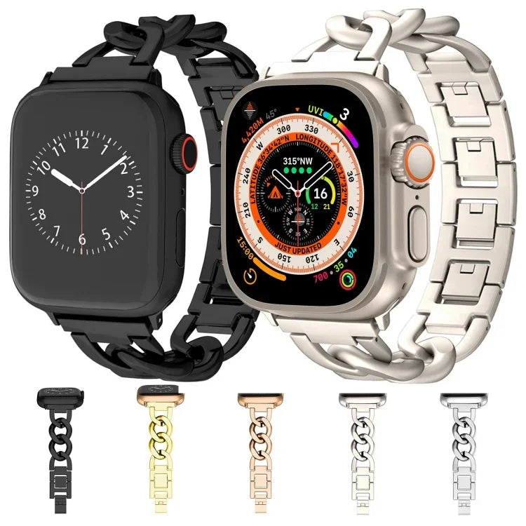 Quick-Release Metal Chain Watch Band, For Apple Watch SE 2022 44mm, For Apple Watch Series 7 41mm, For Apple Watch Series 7 45mm, For Apple Watch Series 6 40mm, For Apple Watch Series 6 44mm, For Apple Watch Series 5 44mm, For Apple Watch Series 5 40mm...