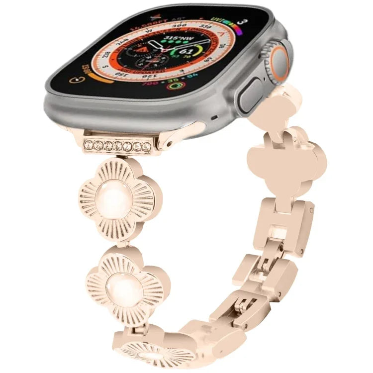 Dây đồng hồ kim loại tháo nhanh cỏ bốn lá, dành cho Apple Watch SE 2023 44mm, dành cho Apple Watch SE 2023 40mm, dành cho Apple Watch Ultra 2 49mm, dành cho Apple Watch Series 9 45mm, dành cho Apple Watch Series 9 41mm, dành cho Apple Watch Ultra 49mm