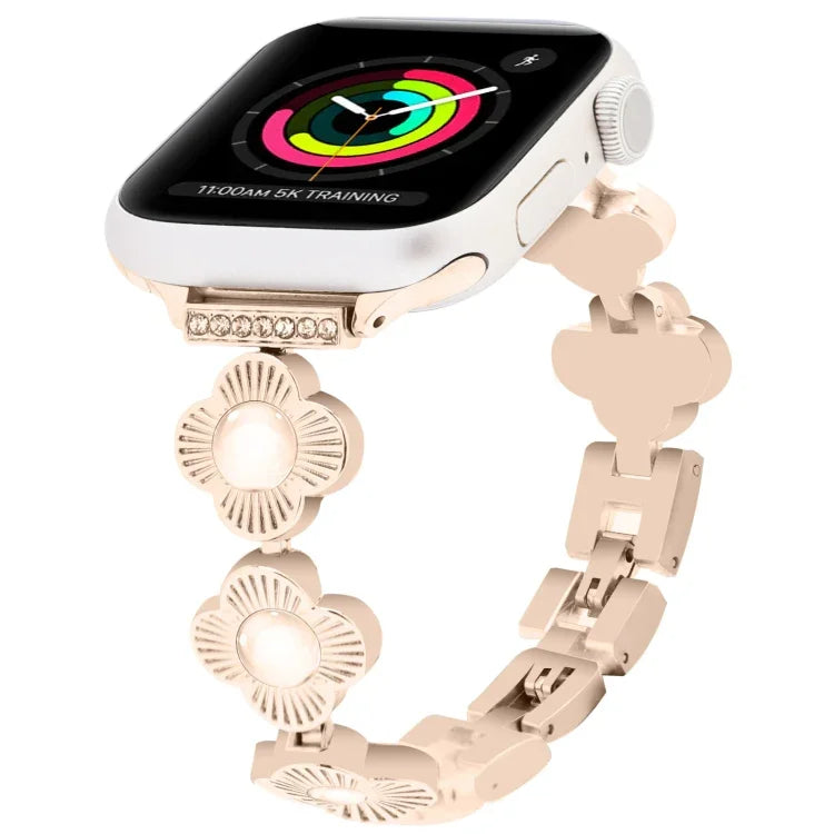 Dây đồng hồ kim loại tháo nhanh hình cỏ bốn lá, Dành cho Apple Watch Series 3 38mm, Dành cho Apple Watch Series 3 42mm