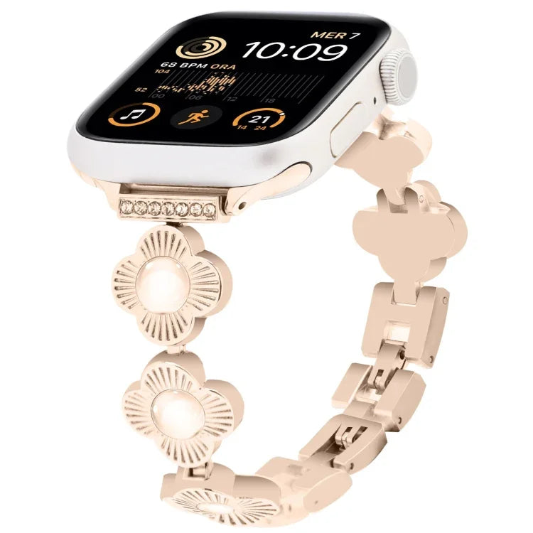 Dây đồng hồ kim loại tháo nhanh cỏ bốn lá, dành cho Apple Watch SE 2023 44mm, dành cho Apple Watch SE 2023 40mm, dành cho Apple Watch Ultra 2 49mm, dành cho Apple Watch Series 9 45mm, dành cho Apple Watch Series 9 41mm, dành cho Apple Watch Ultra 49mm