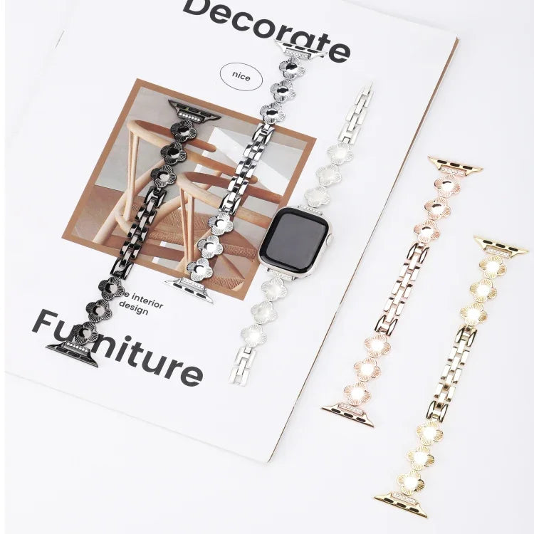 Dây đồng hồ kim loại tháo nhanh cỏ bốn lá, dành cho Apple Watch SE 2023 44mm, dành cho Apple Watch SE 2023 40mm, dành cho Apple Watch Ultra 2 49mm, dành cho Apple Watch Series 9 45mm, dành cho Apple Watch Series 9 41mm, dành cho Apple Watch Ultra 49mm
