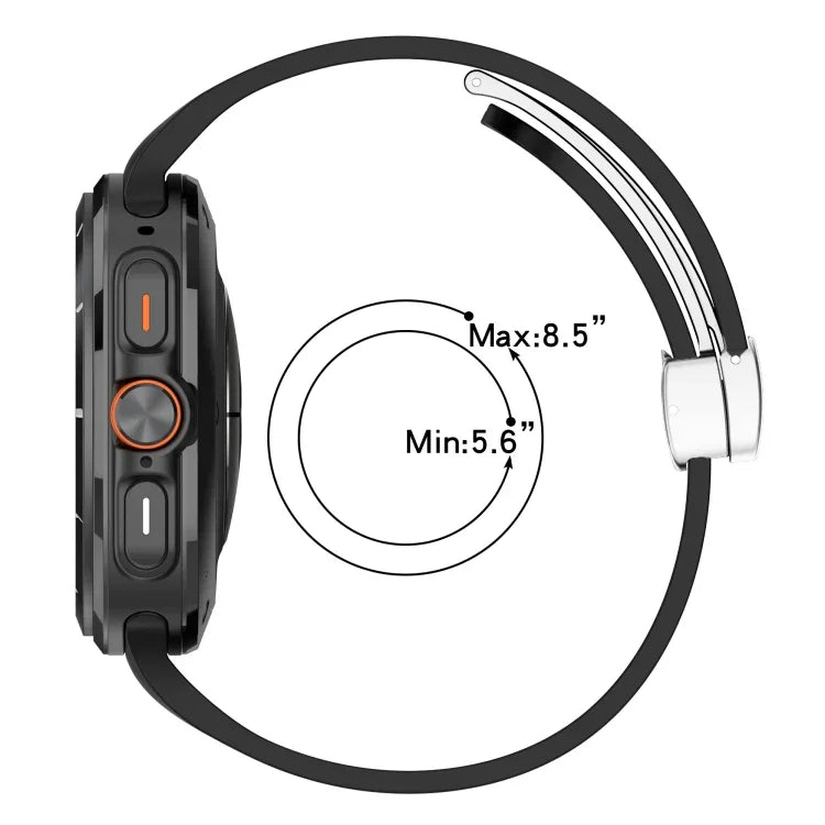 Dây đồng hồ silicone khóa gập nam châm rãnh bạc cho Samsung Galaxy Watch Ultra 47mm / Ultra 2025