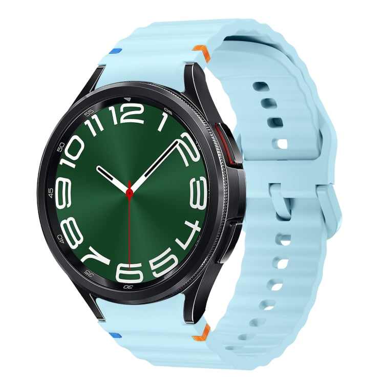 Wave Pattern Stitched Silicone Watch Band, For Samsung Galaxy Watch 7 40 / 44mm, For Samsung Galaxy Watch 6 Classic, For Samsung Galaxy Watch 6 40 / 44mm, For Samsung Galaxy Watch 5 40 / 44mm