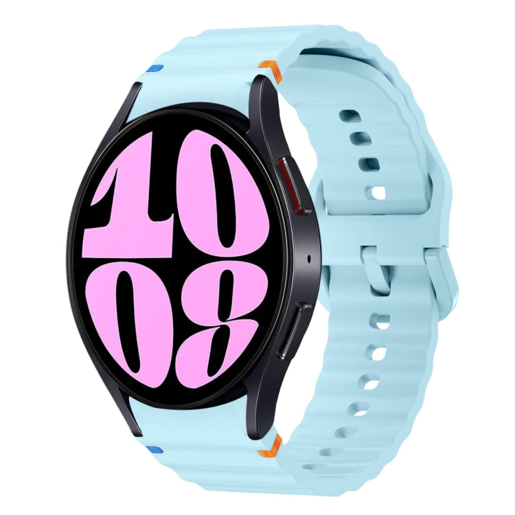 Wave Pattern Stitched Silicone Watch Band, For Samsung Galaxy Watch 7 40 / 44mm, For Samsung Galaxy Watch 6 Classic, For Samsung Galaxy Watch 6 40 / 44mm, For Samsung Galaxy Watch 5 40 / 44mm