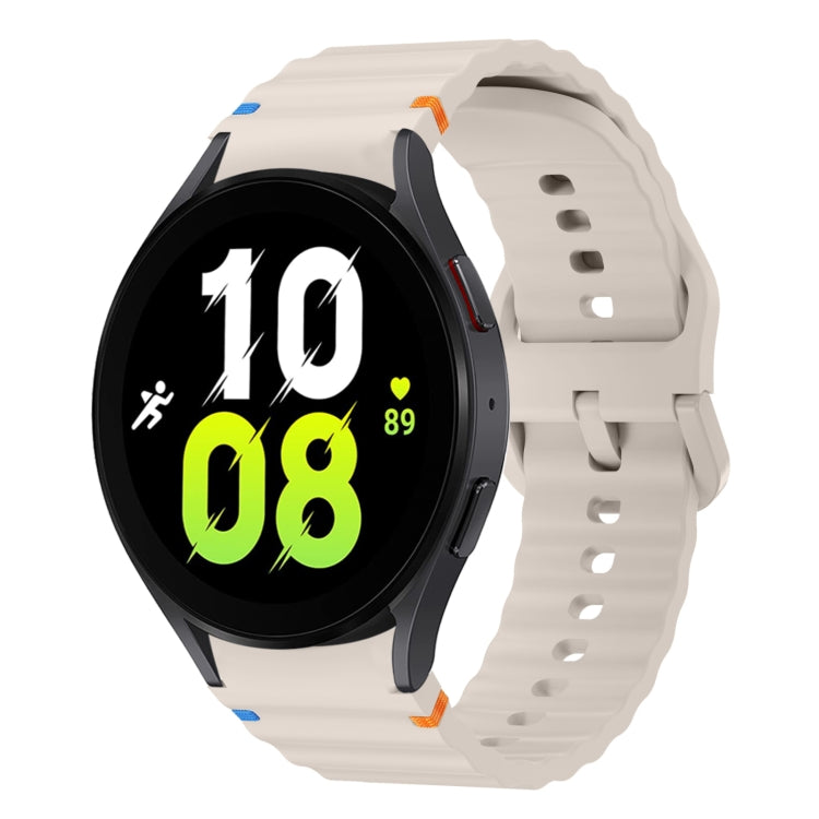 Wave Pattern Stitched Silicone Watch Band, For Samsung Galaxy Watch 7 40 / 44mm, For Samsung Galaxy Watch 6 Classic, For Samsung Galaxy Watch 6 40 / 44mm, For Samsung Galaxy Watch 5 40 / 44mm