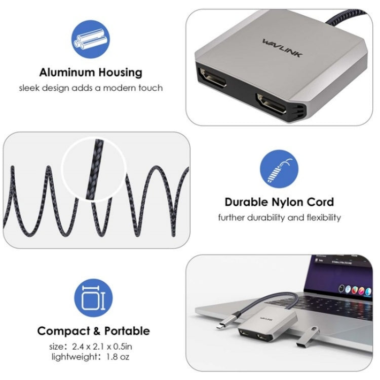 Bộ chuyển đổi WAVLINK UHP510 Pro 87W PD sạc USB C sang hai màn hình HD 4K 60Hz