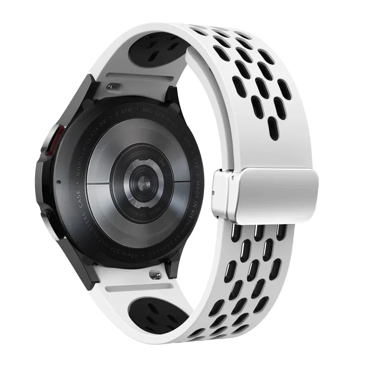 Dây đồng hồ silicone khóa gập nam châm bạc hai màu, dành cho Samsung Galaxy Watch 3 41mm, dành cho Samsung Galaxy Watch Active, dành cho Samsung Galaxy Watch 42mm, dành cho Samsung Gear S2 Classic