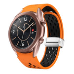 Dây đồng hồ silicone khóa gập nam châm bạc hai màu, dành cho Samsung Galaxy Watch 3 41mm, dành cho Samsung Galaxy Watch Active, dành cho Samsung Galaxy Watch 42mm, dành cho Samsung Gear S2 Classic