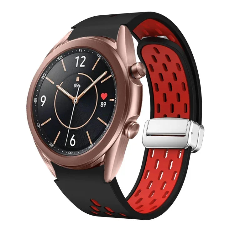 Dây đồng hồ silicone khóa gập nam châm bạc hai màu, dành cho Samsung Galaxy Watch 3 41mm, dành cho Samsung Galaxy Watch Active, dành cho Samsung Galaxy Watch 42mm, dành cho Samsung Gear S2 Classic