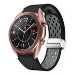 Dây đồng hồ silicone khóa gập nam châm bạc hai màu, dành cho Samsung Galaxy Watch 3 41mm, dành cho Samsung Galaxy Watch Active, dành cho Samsung Galaxy Watch 42mm, dành cho Samsung Gear S2 Classic