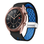 Dây đồng hồ silicone khóa gập nam châm bạc hai màu, dành cho Samsung Galaxy Watch 3 41mm, dành cho Samsung Galaxy Watch Active, dành cho Samsung Galaxy Watch 42mm, dành cho Samsung Gear S2 Classic