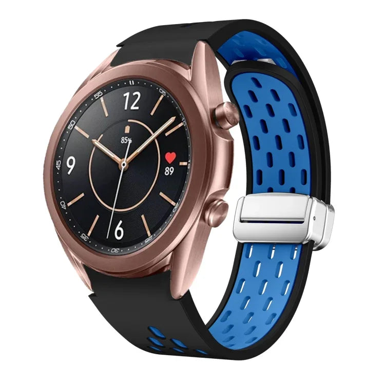 Dây đồng hồ silicone khóa gập nam châm bạc hai màu, dành cho Samsung Galaxy Watch 3 41mm, dành cho Samsung Galaxy Watch Active, dành cho Samsung Galaxy Watch 42mm, dành cho Samsung Gear S2 Classic