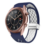 Dây đồng hồ silicone khóa gập nam châm bạc hai màu, dành cho Samsung Galaxy Watch 3 41mm, dành cho Samsung Galaxy Watch Active, dành cho Samsung Galaxy Watch 42mm, dành cho Samsung Gear S2 Classic