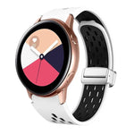 Dây đồng hồ silicone khóa gập nam châm bạc hai màu, dành cho Samsung Galaxy Watch 3 41mm, dành cho Samsung Galaxy Watch Active, dành cho Samsung Galaxy Watch 42mm, dành cho Samsung Gear S2 Classic