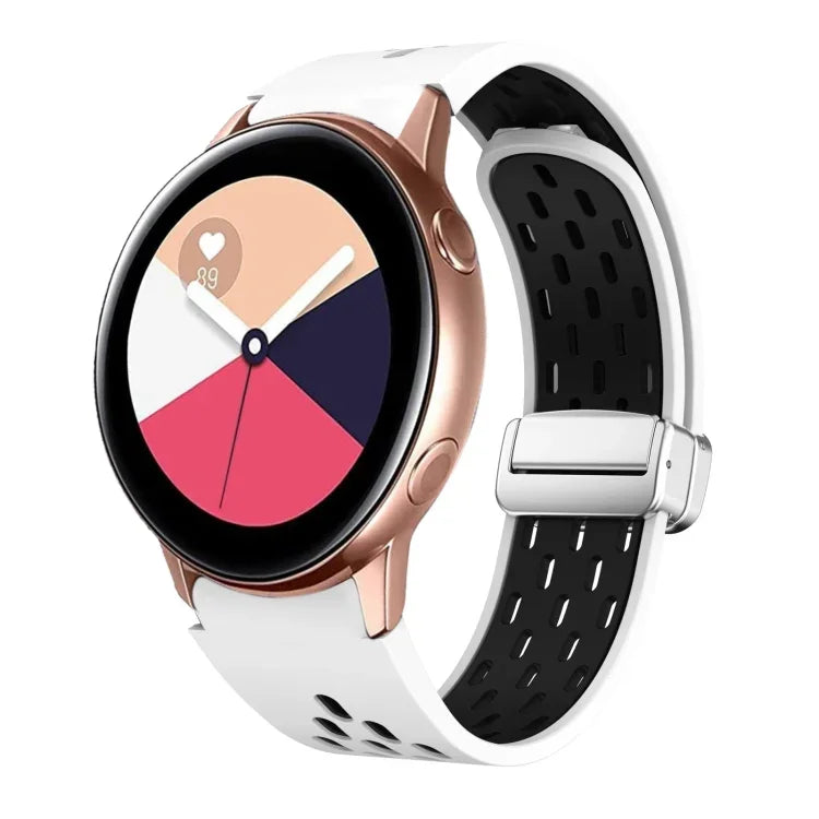 Dây đồng hồ silicone khóa gập nam châm bạc hai màu, dành cho Samsung Galaxy Watch 3 41mm, dành cho Samsung Galaxy Watch Active, dành cho Samsung Galaxy Watch 42mm, dành cho Samsung Gear S2 Classic