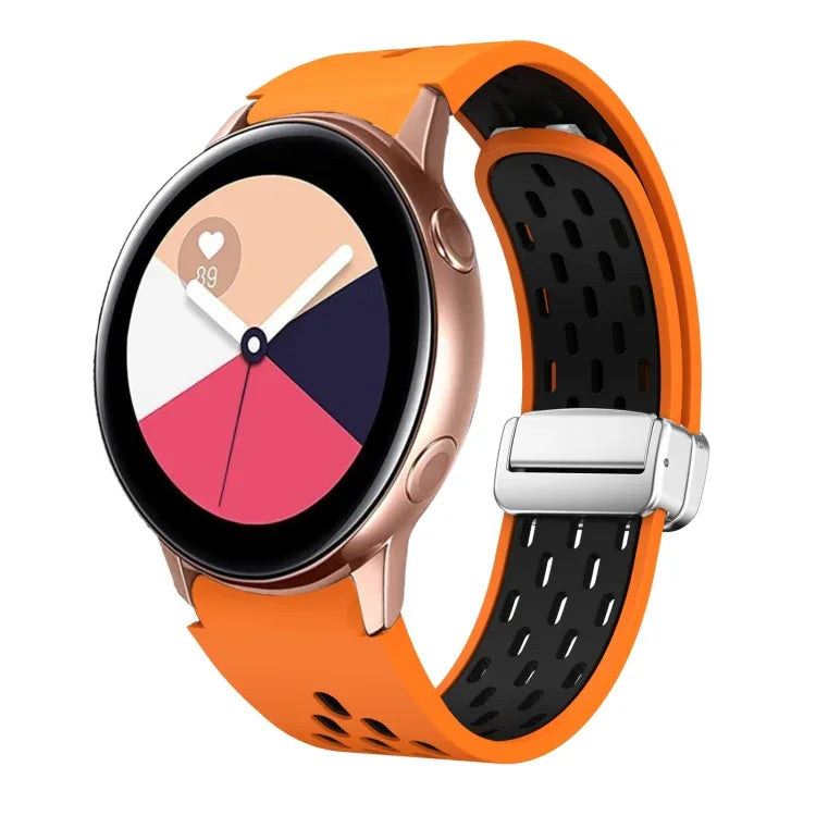 Dây đồng hồ silicone khóa gập nam châm bạc hai màu, dành cho Samsung Galaxy Watch 3 41mm, dành cho Samsung Galaxy Watch Active, dành cho Samsung Galaxy Watch 42mm, dành cho Samsung Gear S2 Classic